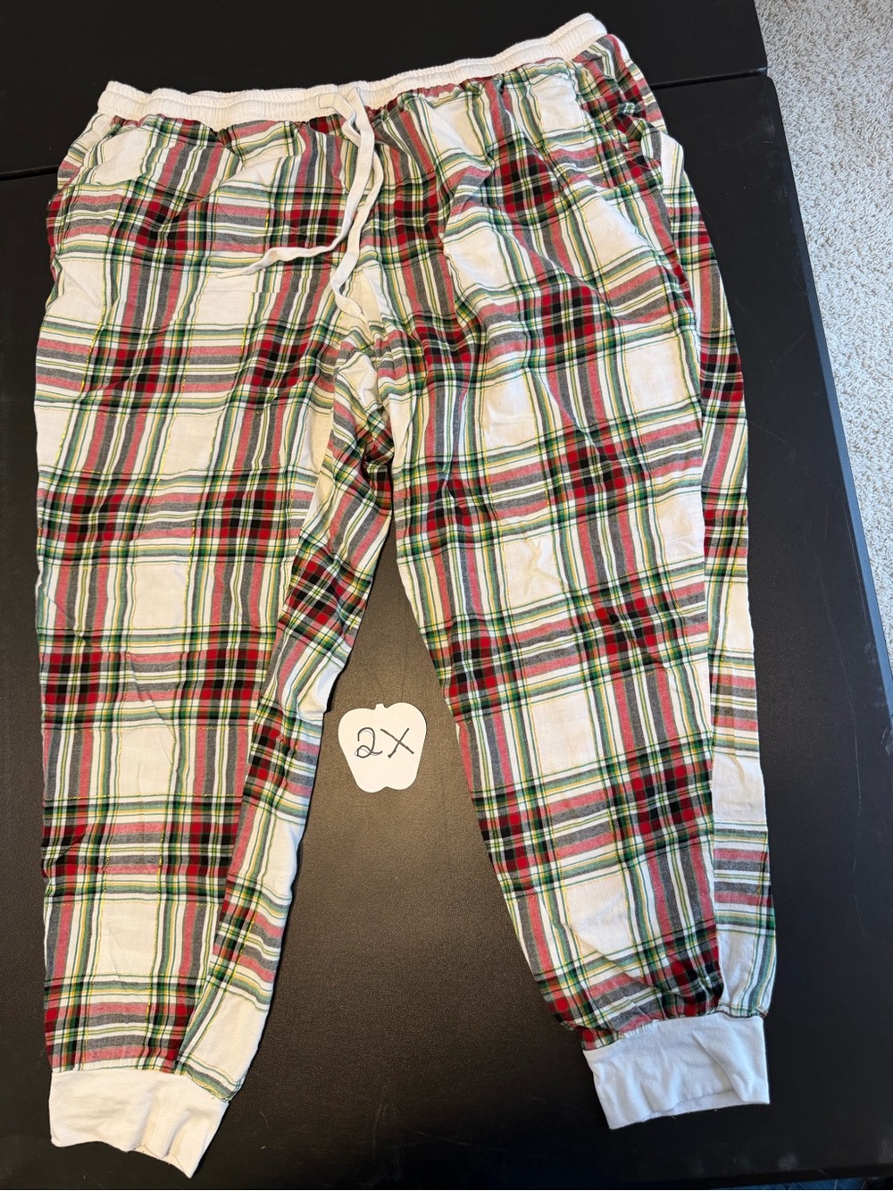 Secret Treasures Red, Green & White Plaid Pajama Bottoms